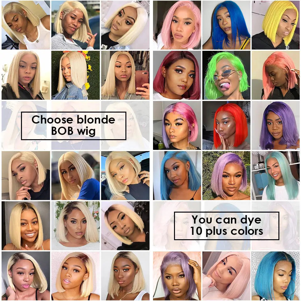 Raw Peruvian Virgin Hair Short Bob Wig Human Hair Lace Frontal Wig