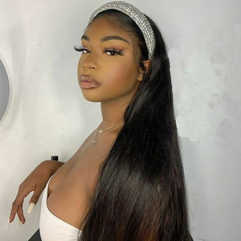 Human Hair Wig With Band Headband Wigs