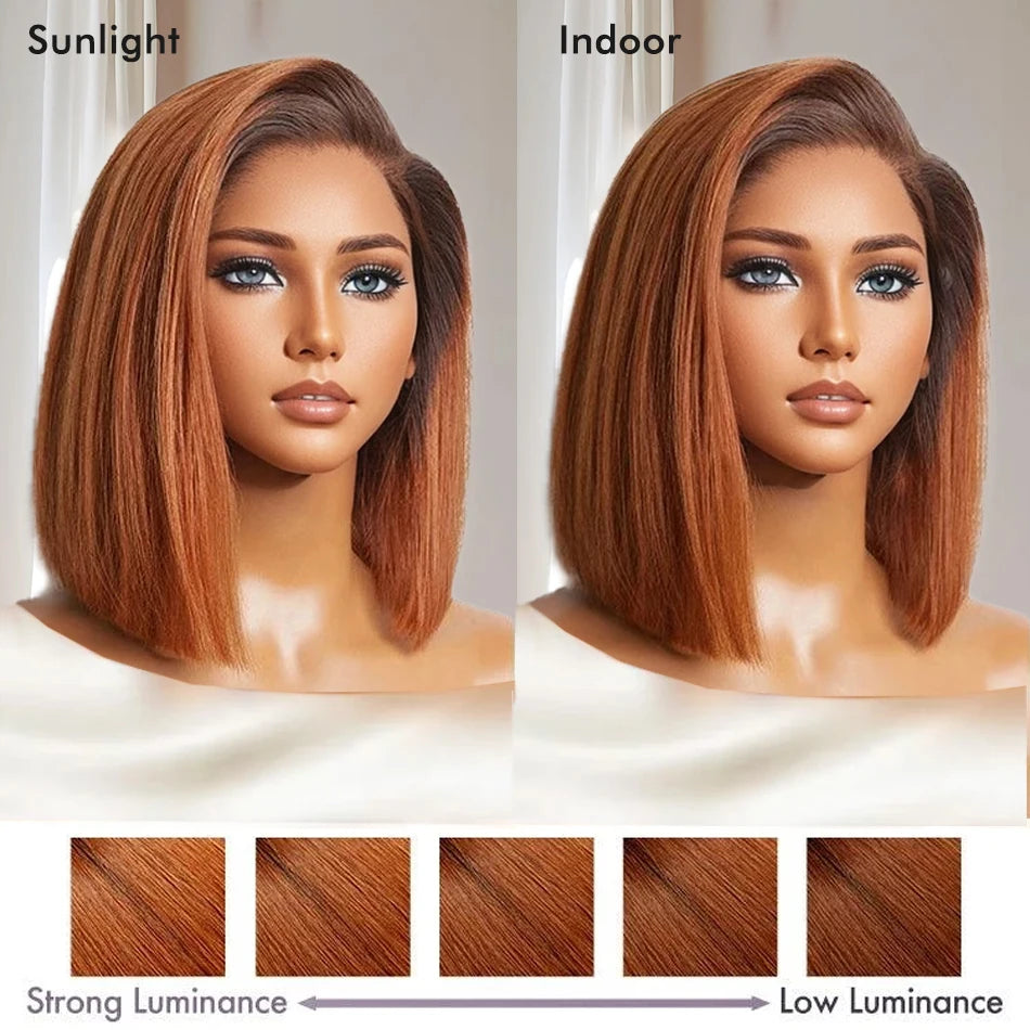 Ginger Orange Human Hair Lace Front Wig 13X4
