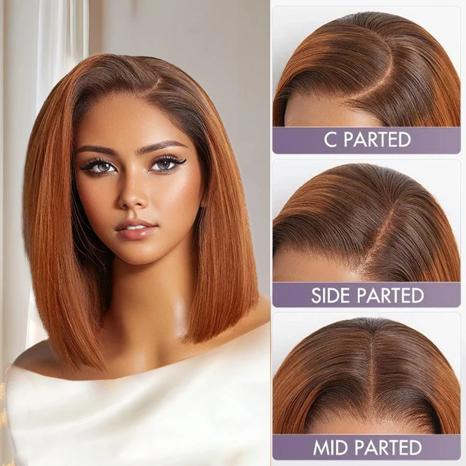 Ginger Orange Human Hair Lace Front Wig 13X4