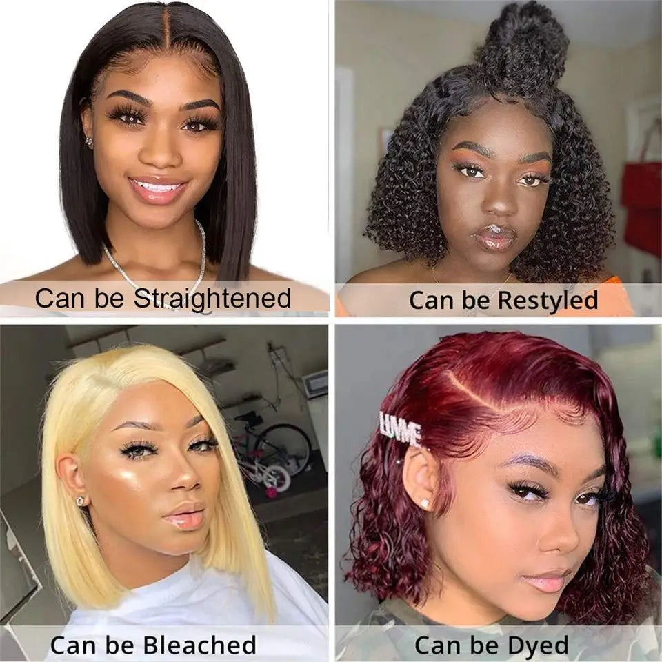 Raw Peruvian Virgin Hair Short Bob Wig Human Hair Lace Frontal Wig