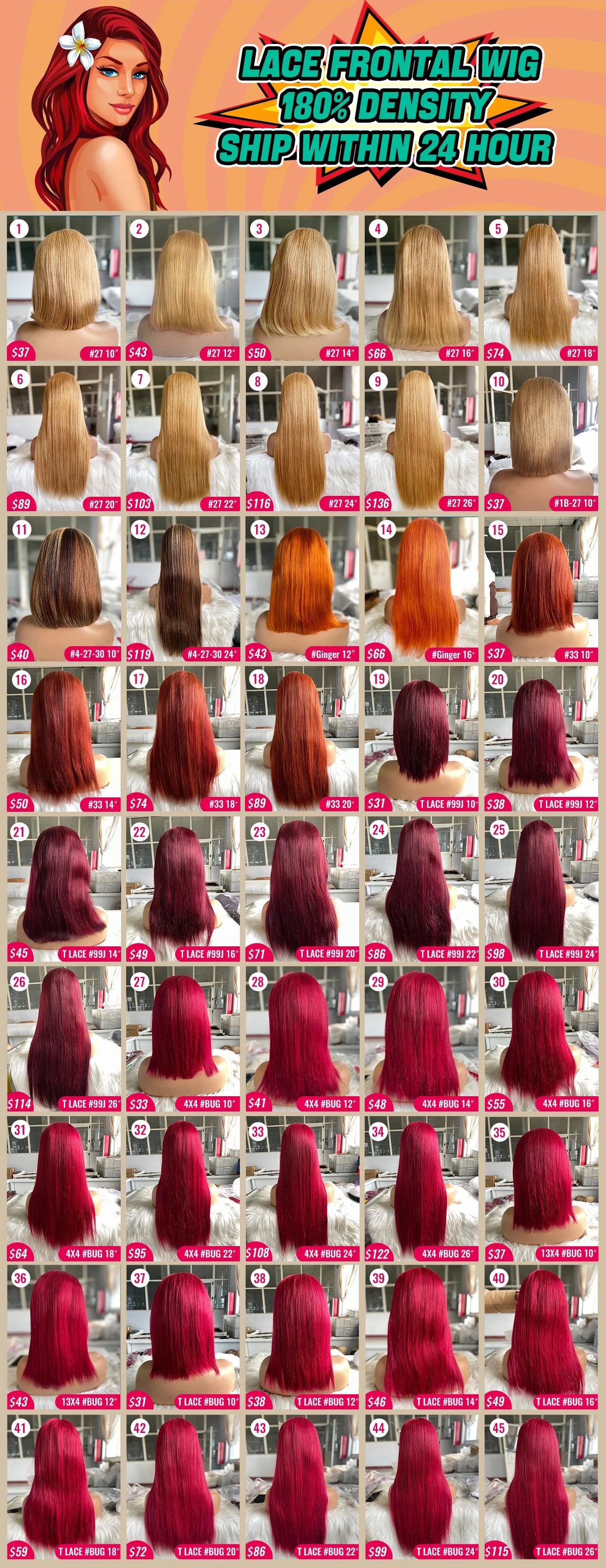 Women Straight 99J Burgundy Bob Wig Human Hair