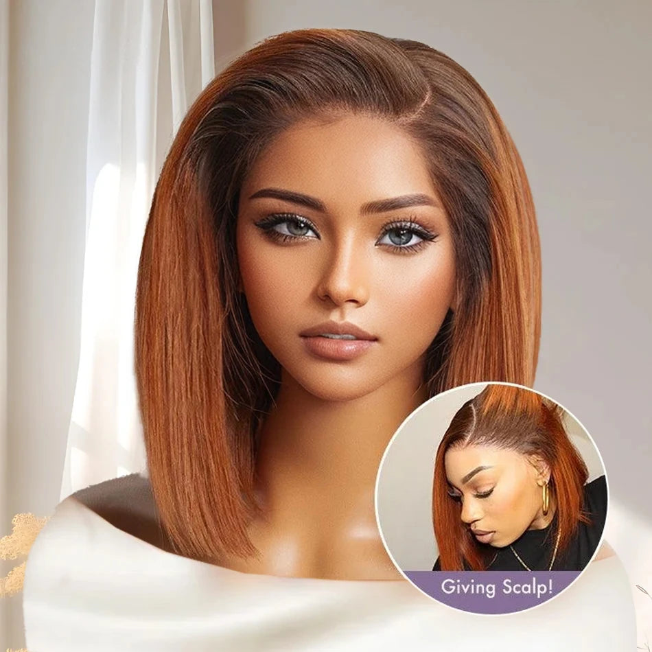 Ginger Orange Human Hair Lace Front Wig 13X4