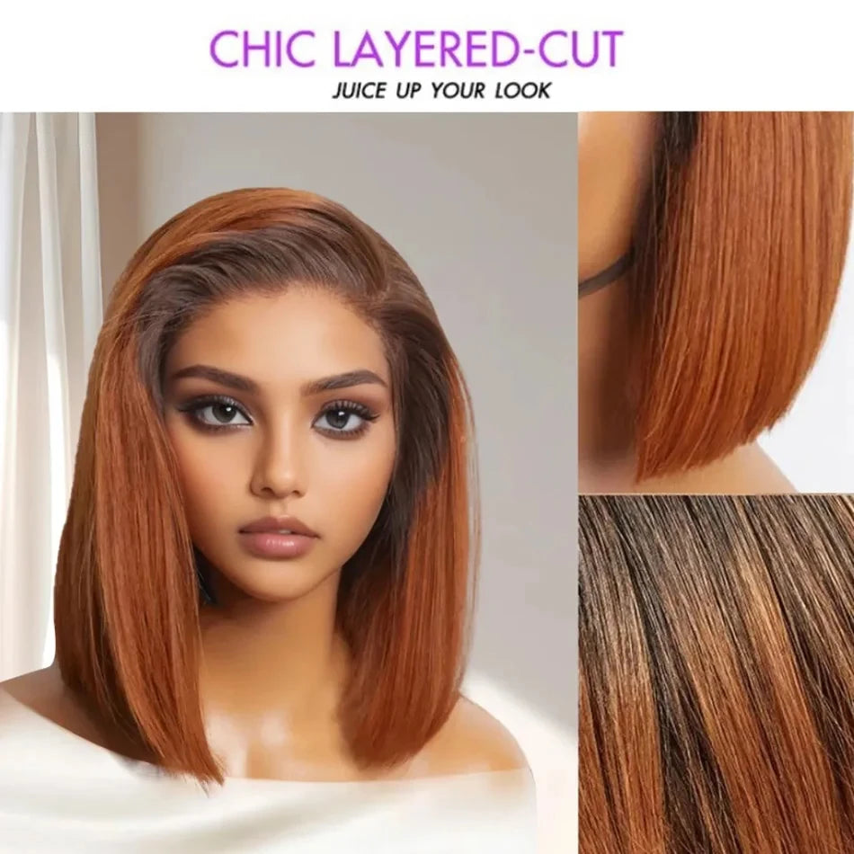 Ginger Orange Human Hair Lace Front Wig 13X4