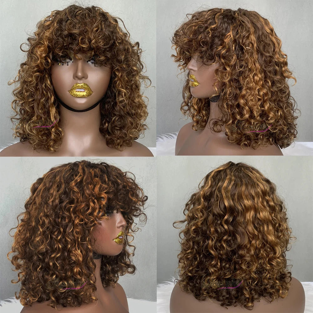 Curl Bob Wig for All Women Brazilian Curly Human Hair Wigs