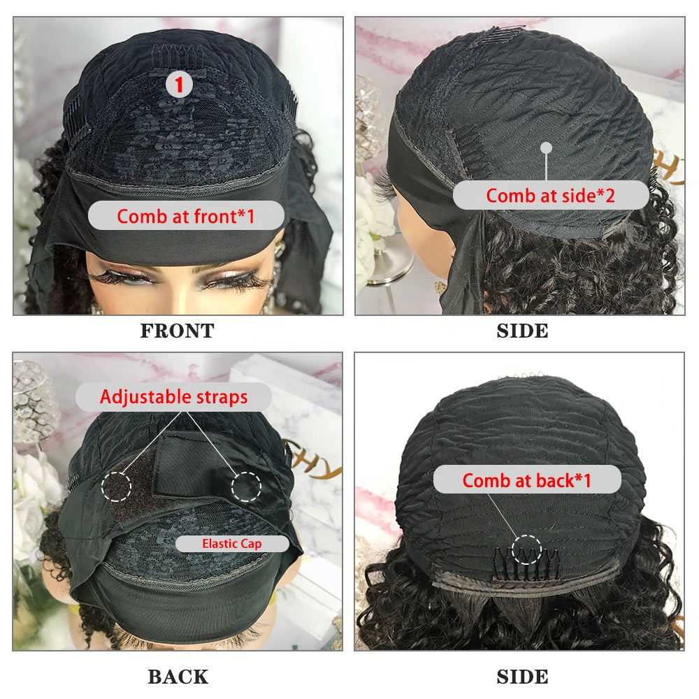 Human Hair Wig With Band Headband Wigs