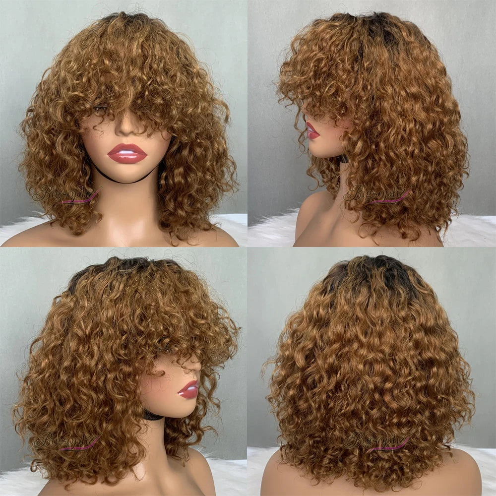 Curl Bob Wig for All Women Brazilian Curly Human Hair Wigs