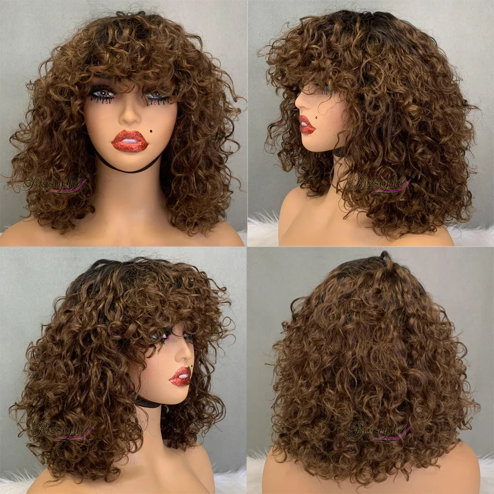 Curl Bob Wig for All Women Brazilian Curly Human Hair Wigs