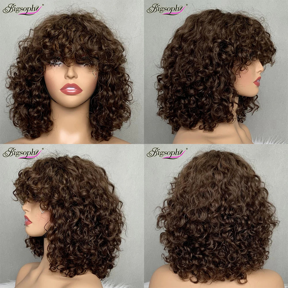 Curl Bob Wig for All Women Brazilian Curly Human Hair Wigs