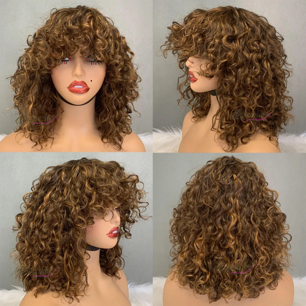 Curl Bob Wig for All Women Brazilian Curly Human Hair Wigs
