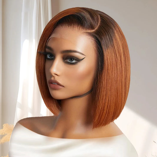 Ginger Orange Human Hair Lace Front Wig 13X4