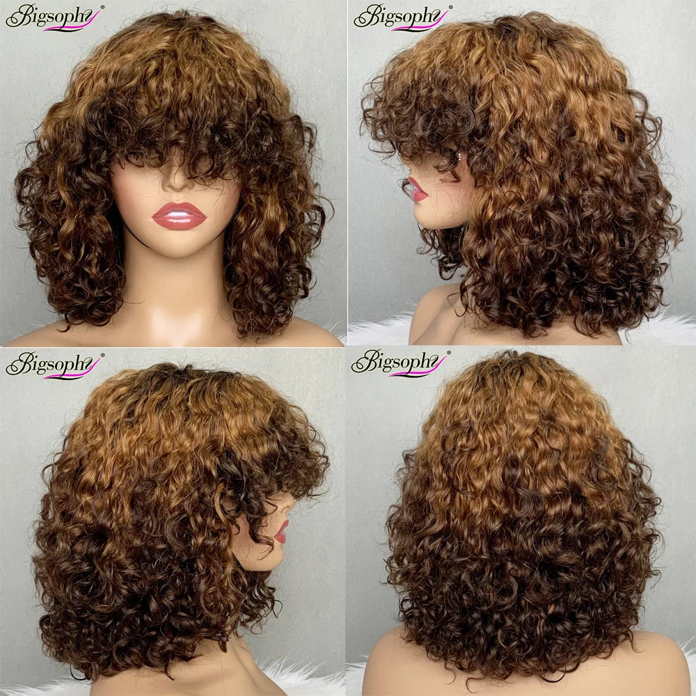 Curl Bob Wig for All Women Brazilian Curly Human Hair Wigs