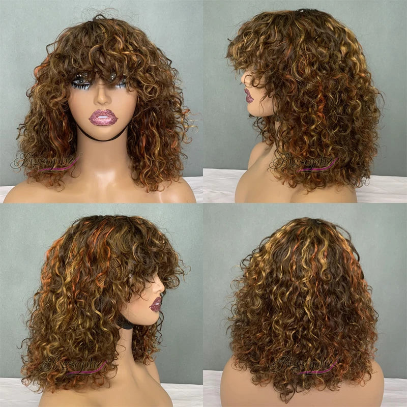 Curl Bob Wig for All Women Brazilian Curly Human Hair Wigs