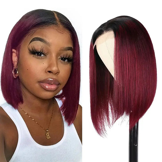Raw Peruvian Virgin Hair Short Bob Wig Human Hair Lace Frontal Wig